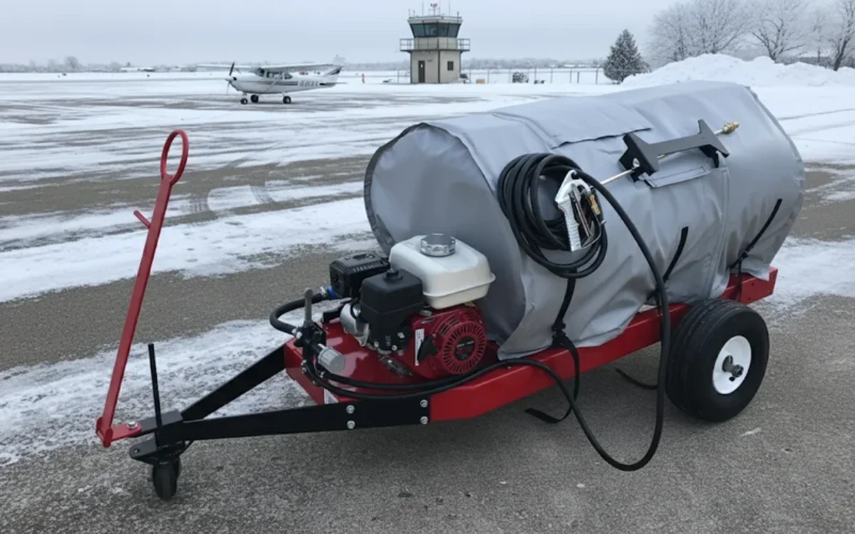 ADI heated aircraft deicing cart with insulated wrap